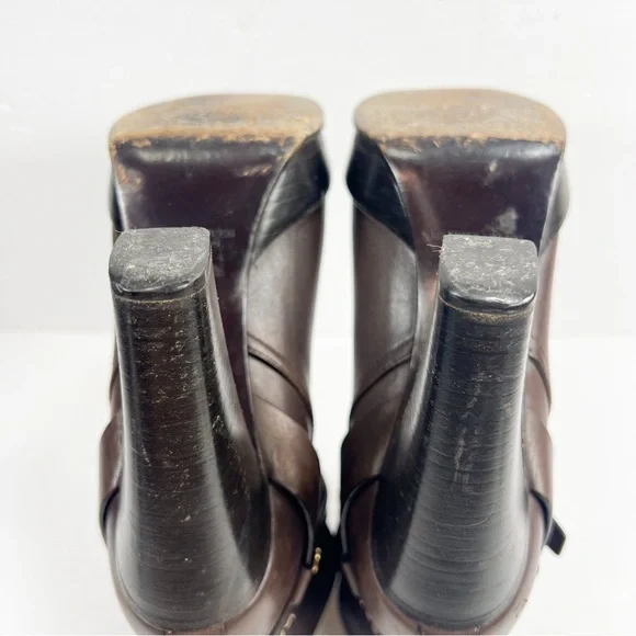 Ralph Lauren Collection Purple Label Heeled Booties Brown Leather size 6.5 - Picture 10 of 16